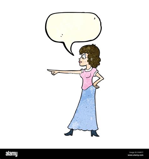 Cartoon Woman Pointing Finger With Speech Bubble Stock Vector Image