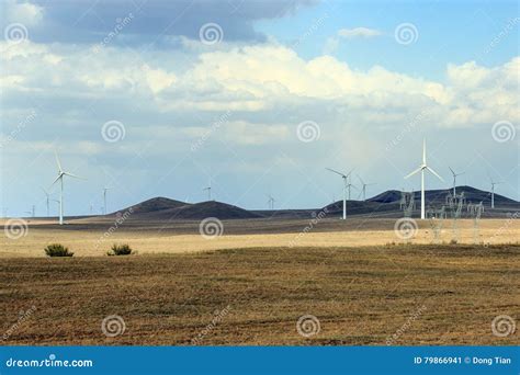 The Grasslands Of The Windmill Stock Image Image Of Resources Autumn 79866941