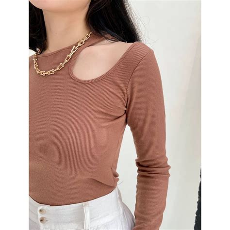 Jual Asoka Drusilla Top Long Sleeve Knit Crop Top Wanita