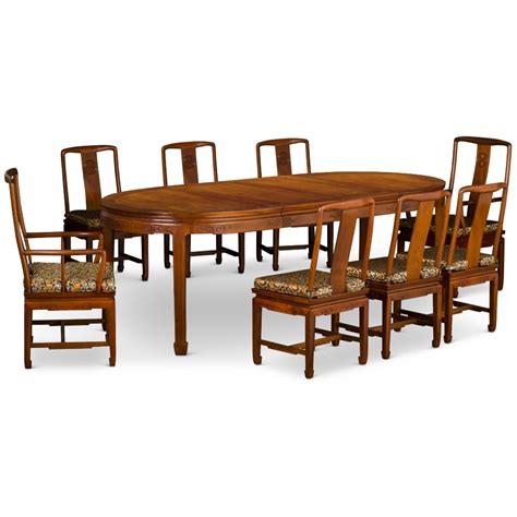 96in Natural Rosewood Longevity Oval Dining 8 Chairs