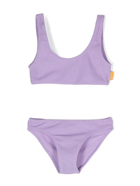 Molo Nola Seersucker Texture Bikini Purple FARFETCH