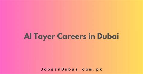 Al Tayer Careers In Dubai Apply Online