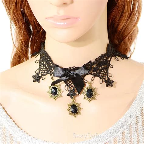 Vintage Gothic Jewelry Black Lace Necklaces Women Wedding Victorian