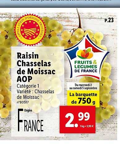 Promo Raisin Chasselas De Moissac Aop Fruits L Gumes De France Chez