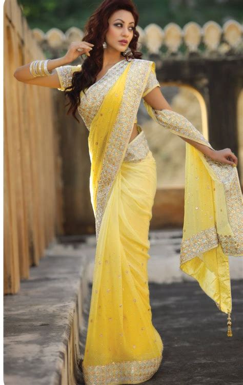 Lemon Yellow Designer Saree With Blouse Vig1228 Onlinedesignerstore