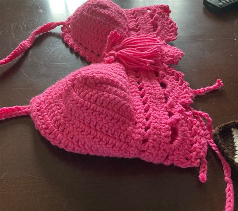 Lovely Pink Crocheted Bikini Top Etsy