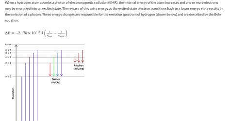 Solved When A Hydrogen Atom Absorbs A Photon Of Chegg