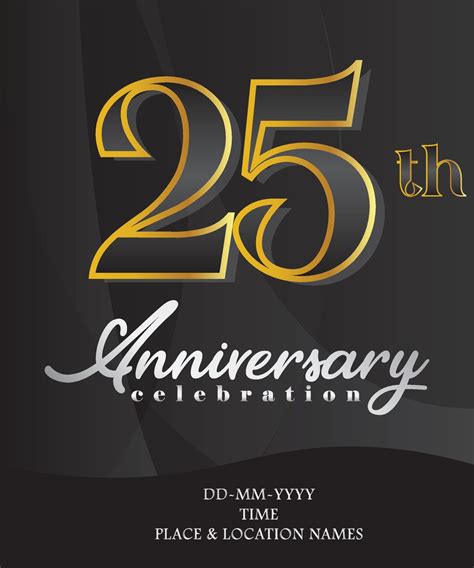 Anniversary Invitation And Greeting Card Design Golden And Silver