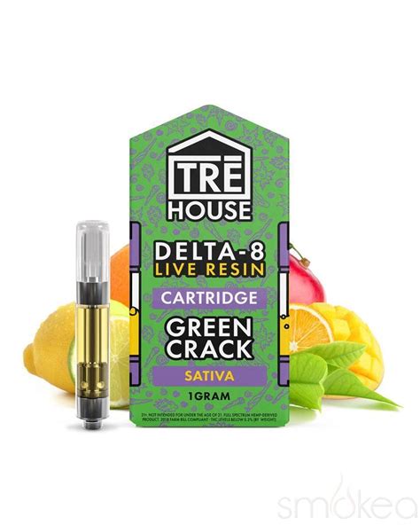 TrĒ House 1g Live Resin Delta 8 Cartridge Green Crack