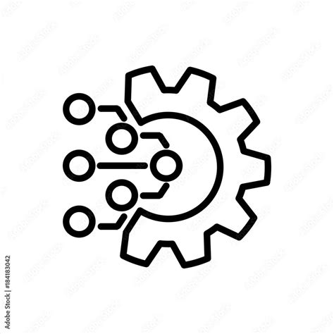 Technology Icon Gear And Electronic Digital Factory Symbol Flat Line