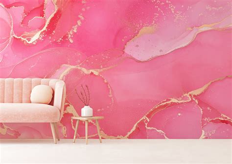 Pink Marble Wallpaper Marble Peel And Stick Wallpaper Marble Etsy