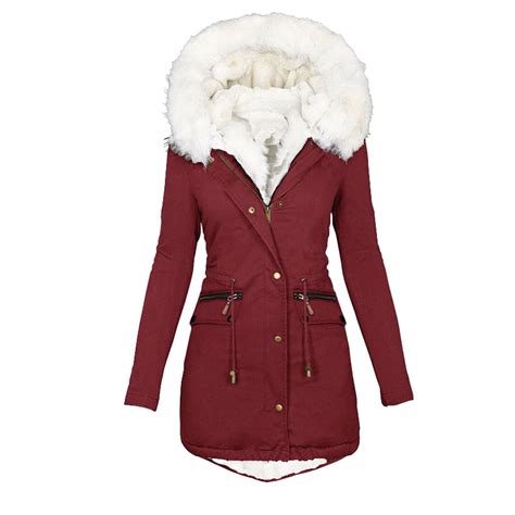 Women's Heavyweight Hooded Parka Coats Long Sleeve Windproof ...