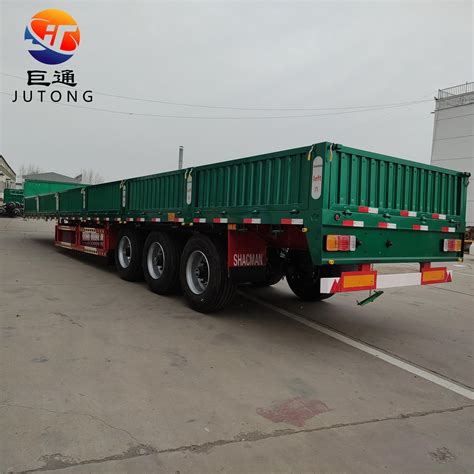 Side Rail Flatbed Trailer 3 Axle Air Bag Lift China Hanging Open Side