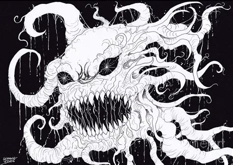 Black And White Demon Ghost Art Drawing By Wayne Tully