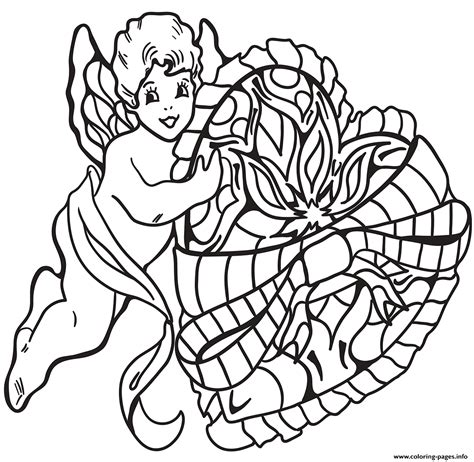 Cupid With Heart St Valentines Coloring Page Printable