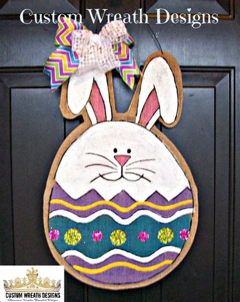 Burlap Easter Bunny Egg Door Hanger Burlap Door Hanger Bunny Etsy