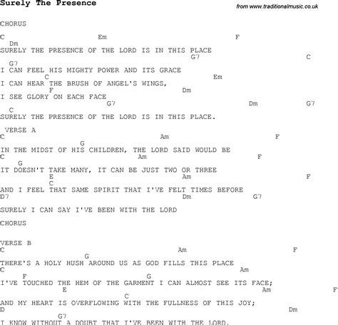 Christmas Carol Song Lyrics With Chords For Surely The Presence