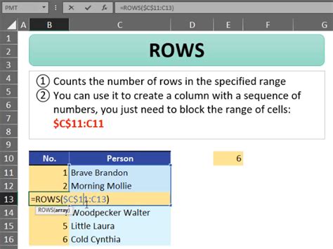 ROWS Function How Many Rows In A Range Excel And Adam