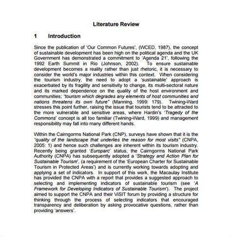 Apa Literature Review Outline Template