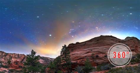 360 degree click-and-drag night sky panorama. Zion National Park ...