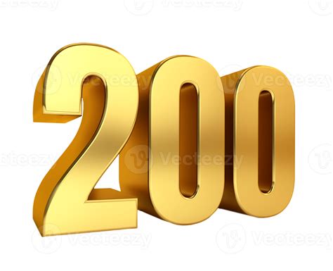 Two Hundred Golden Number 200anniversarybirthday Price 8490531 Png