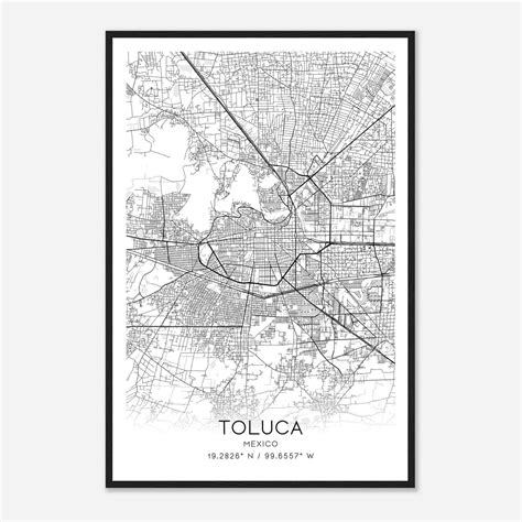 Toluca Mexico Map Poster, Toluca City Road Wall Art Print - Custom Maps