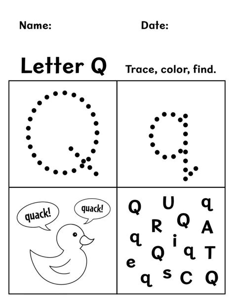 FREE Letter Q Worksheets for Preschool ⋆ The Hollydog Blog