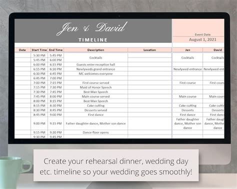 Wedding Day Timeline Schedule Google Sheets Spreadsheet Wedding Agenda ...