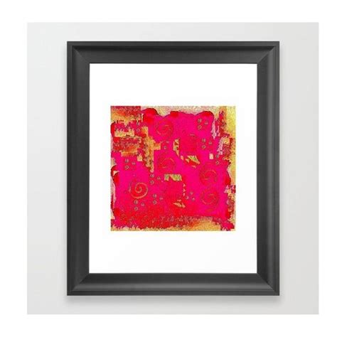 An Abstract Painting With Red And Yellow Colors In A Black Frame On A