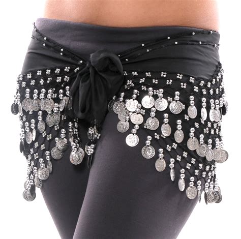 Black Silver Hip Scarf By On Bellydance