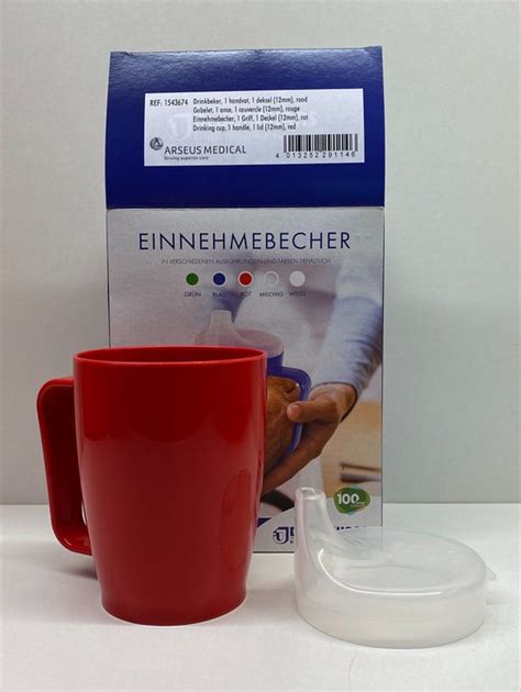 Drinkbeker Met Handvat Deksel Met Tuit Mm Ml Rood Dr