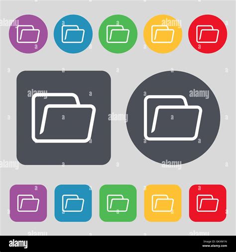 Folder Icon Sign A Set Of 12 Colored Buttons Flat Design Vector