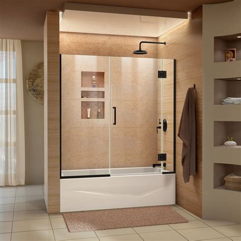 Unidoor X Matte Black Hinged Shower Door Floor And Decor