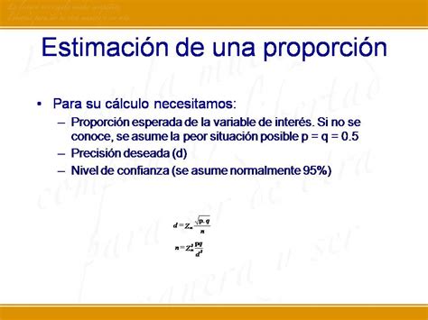 Predeterminación Del Tamaño De La Muestra Para Estimar Un Parámetro Poblacional Media O Proporción