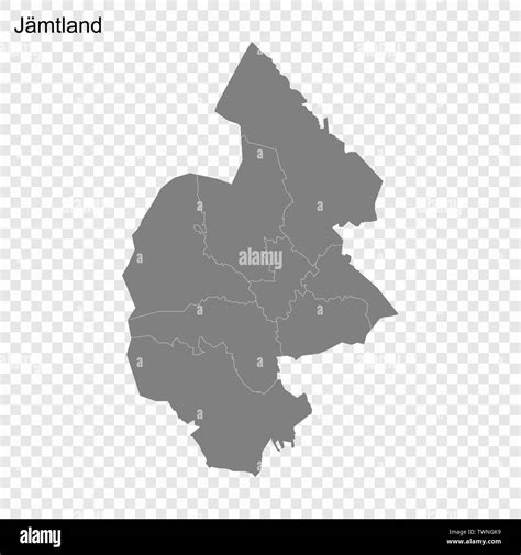 High Quality map of Jamtland is a county of Sweden, with borders of the ...