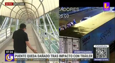 Costa Verde camión impacta contra puente y deja severos daños