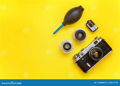 Vintage Film Camera and Accessories Stock Photo - Image of 35mm, dslr: 115680874