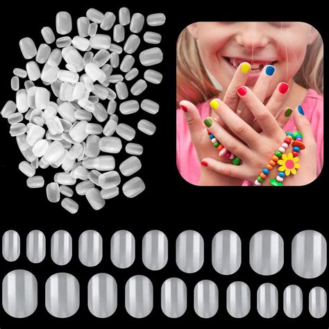 600 Pieces Children False Nails Natural Acrylic Nail Tips