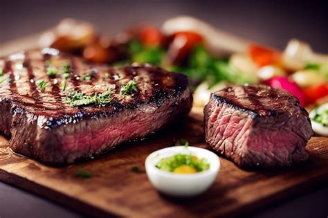 Premium Ai Image Grilled Beef Steak Background