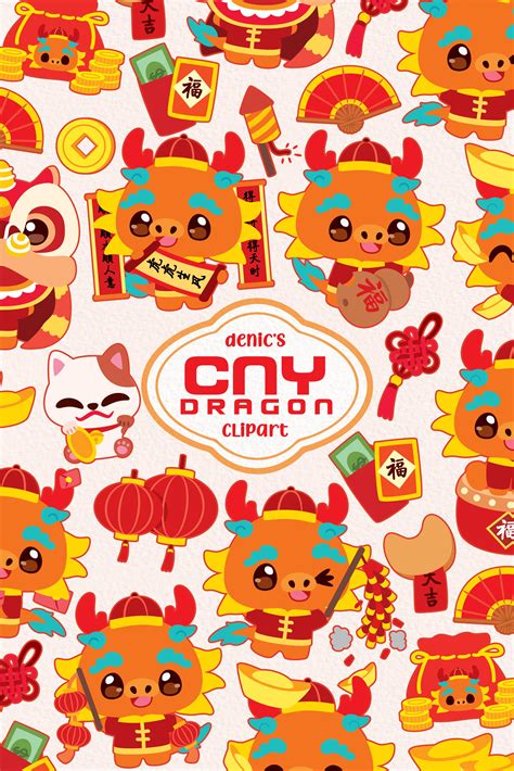 Chinese New Year Clipart, Year of Dragon, Lunar New Year Dragon, CNY ...