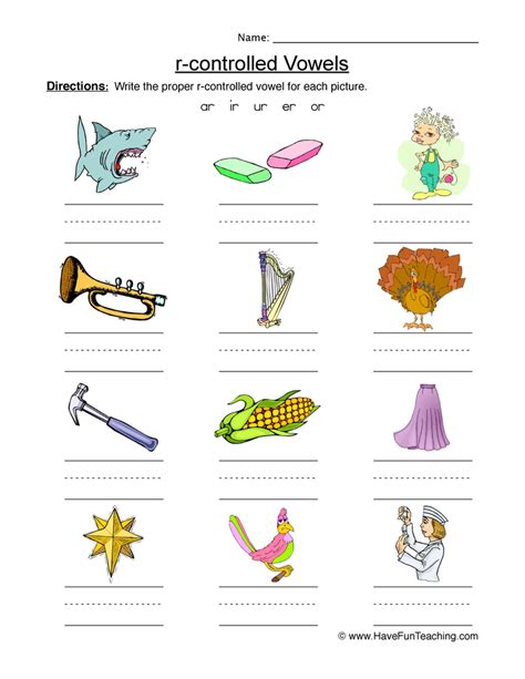 R Controlled Vowel Worksheet