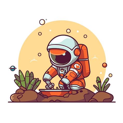 Astronauta en traje espacial ilustración vectorial al estilo de dibujos