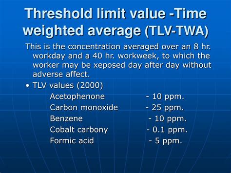 PPT Threshold Limit Values For Chemical Substances PowerPoint