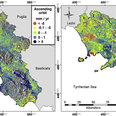 Map View Of June January Range Change Rate Measurements Of Ps