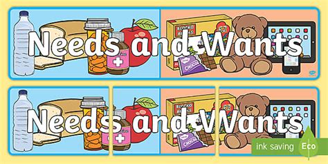 Needs And Wants Display Banner Teacher Made Twinkl