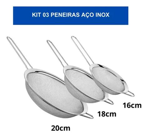 Kit 03 Peneiras Inox De Cozinha P Coar Escorrer Polvilhar MercadoLivre