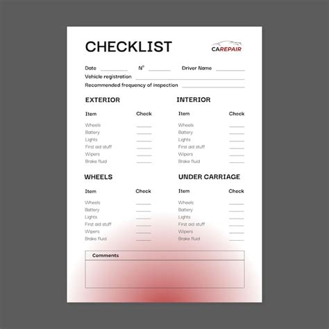 Vorlage F R Eine Checkliste F R Den Autoservice Kostenlose Vektor