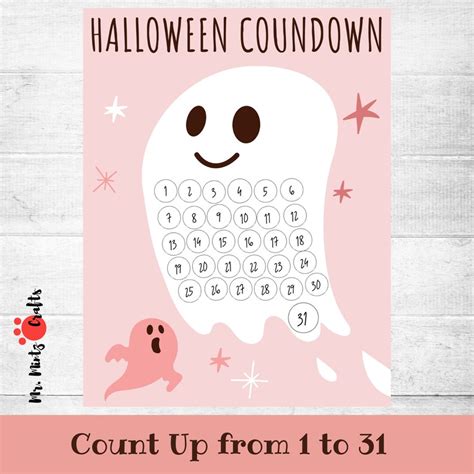 Printable Halloween Countdown Calendar for Kids Halloween - Etsy