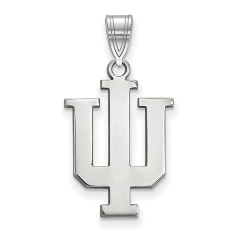 Sterling Silver 34in Indiana University Trident Logo Pendant Ss004iu