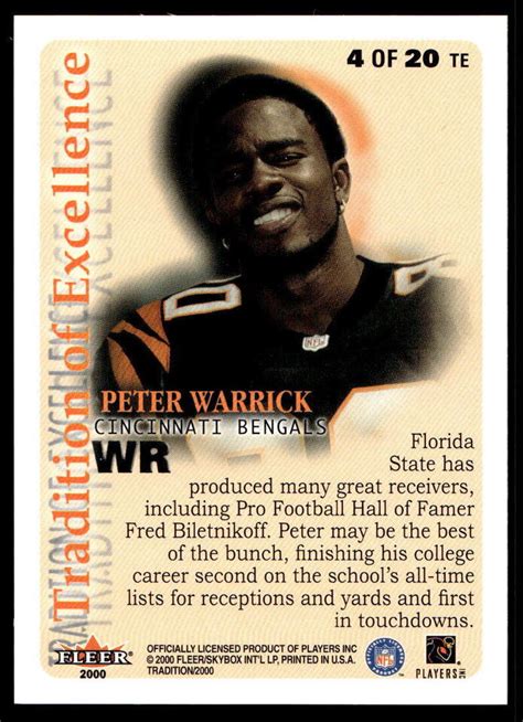 Fleer Tradition Te Peter Warrick Cincinnati Bengals Football